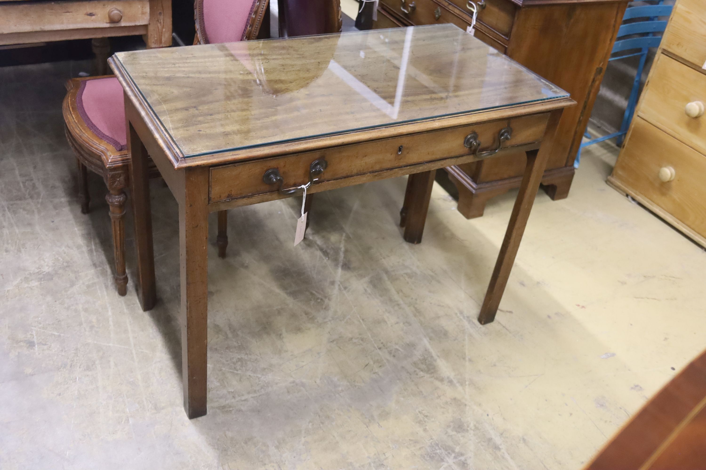 A George III mahogany side table, width 96cm, depth 49cm, height 70cm